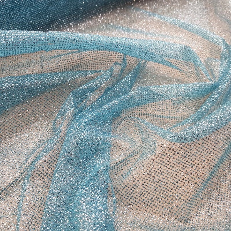 Ткань Глиттер на сетке (голубой)